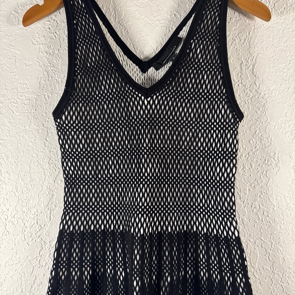White House Black Market Textured Black and White Top